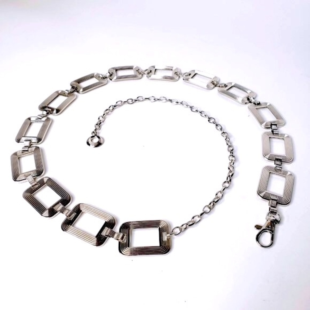 New Silver Rectangle Chain Link Dressy Accessory Belt